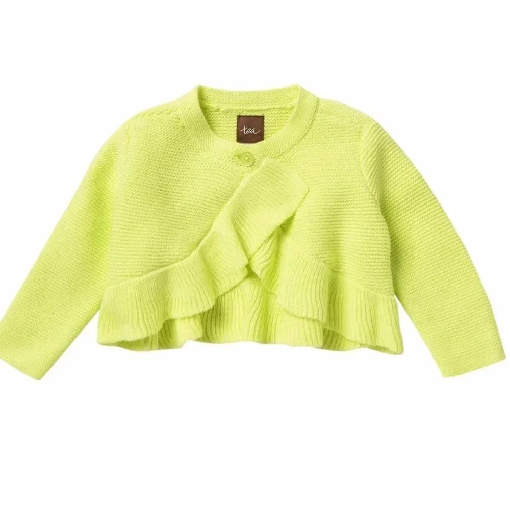 Tea collection cardigan color kiwi 9-12 months